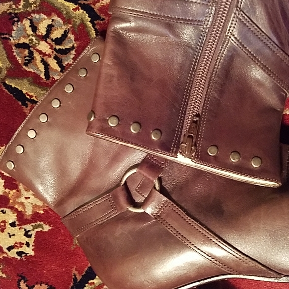 ARTURO CHIANG 10 Pointed toe Studded Embroidered Brown leather bootie Zipper - Picture 9 of 16